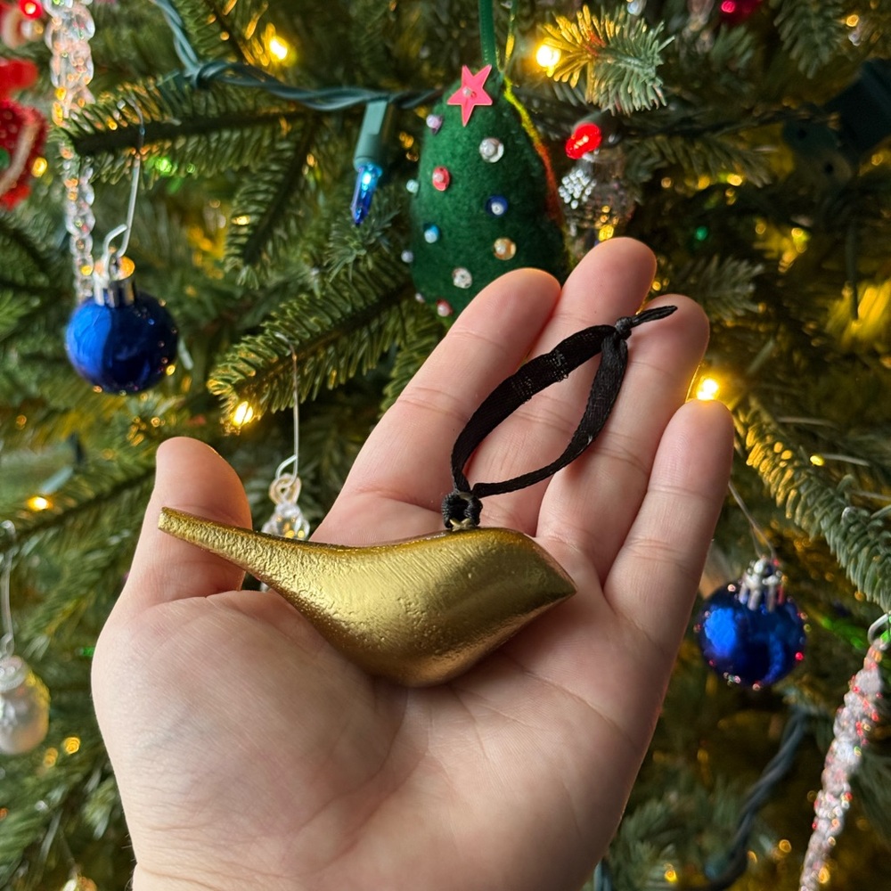 Vintage Gold Bird Metal Minimalist Bird Christmas Ornament